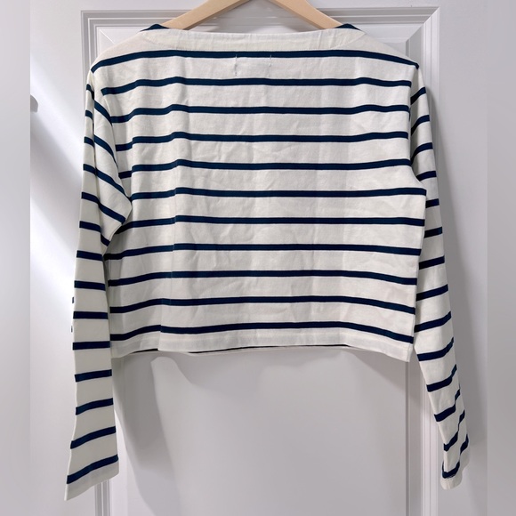 NWT JCrew Cropped boatneck T-shirt in mariner cotton, size XS - Picture 2 of 4